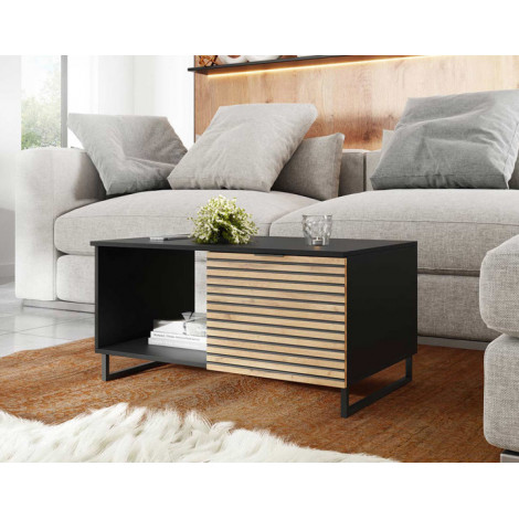 Olympie - table basse - bois et noir - 100 cm|Table Basse|BestMobilier