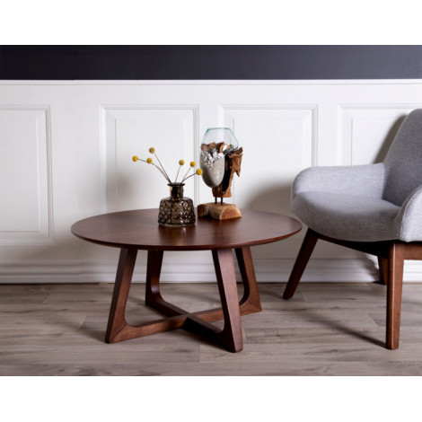 Solin - table basse ronde - bois plaquage noyer - 75 cm|Table Basse|BestMobilier