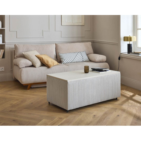 Pirae - table basse avec plateau relevable et coffre - en velours côtelé - 107 cm|Table Basse|BestMobilier