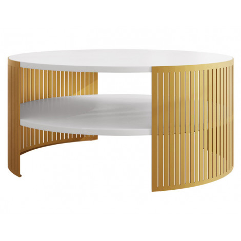 Cruz - table basse - blanc et doré - 75 cm|Table Basse|BestMobilier