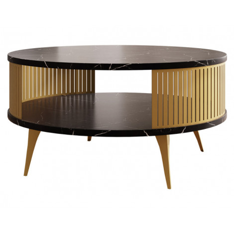 Forini - table basse - effet marbre noir et doré - 75 cm|Table Basse|BestMobilier