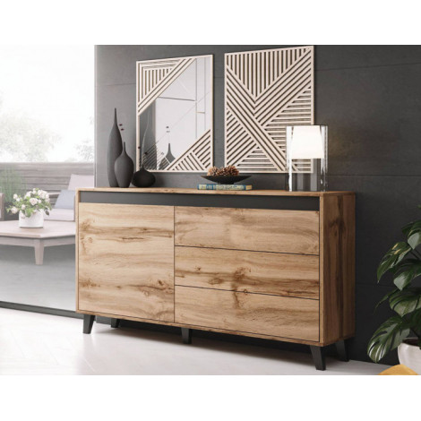 Lord - buffet bas - bois et noir - 138 cm - style industriel|Buffet|BestMobilier