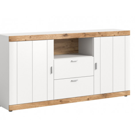 Coventry - buffet bas - blanc et bois - 180 cm|Buffet|BestMobilier