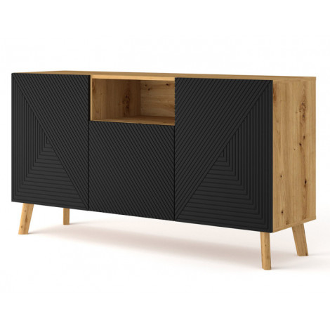 Velato - buffet bas - bois et noir - 146 cm|Buffet|BestMobilier