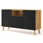 Velato - buffet bas - bois et noir - 146 cm|Buffet|BestMobilier