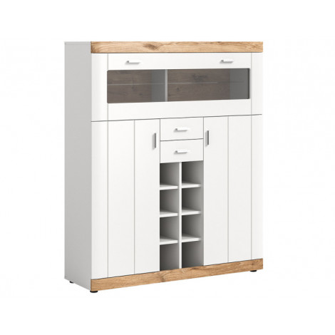 Coventry - buffet haut - blanc et bois - 142 cm|Buffet|BestMobilier