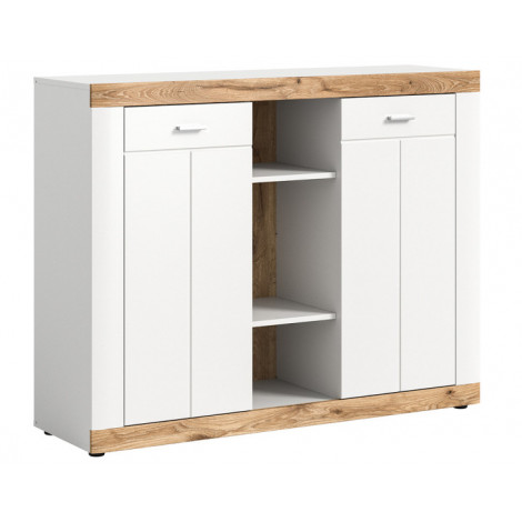 Coventry - buffet haut - blanc et bois - 104x131 cm|Buffet|BestMobilier