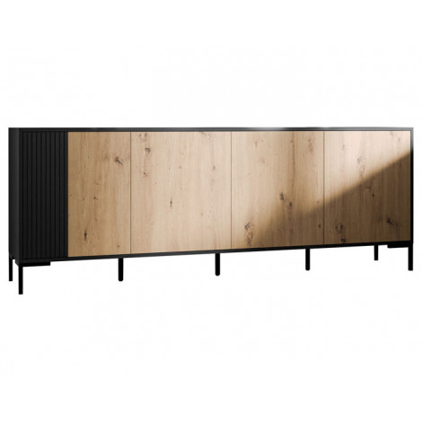 Cambridge - buffet bas - bois et noir - 200 cm|Buffet|BestMobilier