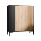 Cambridge - buffet haut - bois et noir - 129 cm|Buffet|BestMobilier
