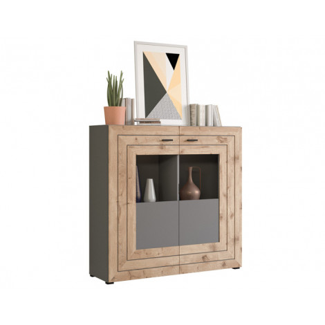 Wexford - buffet haut - gris et bois - 120 cm|Buffet|BestMobilier