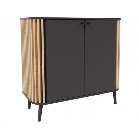 Camberwell - buffet bas - 2 portes - gris et bois - 92 cm|Buffet|BestMobilier