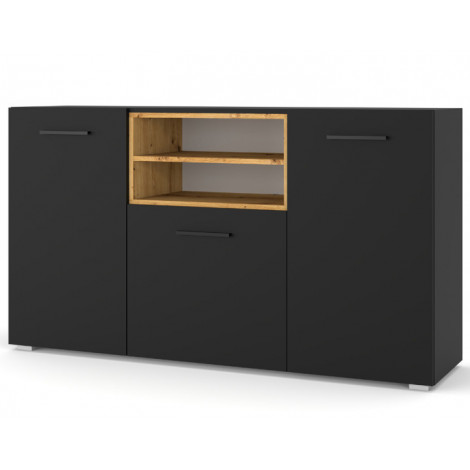 Leolio - buffet bas - noir et bois - 151 cm|Buffet|BestMobilier
