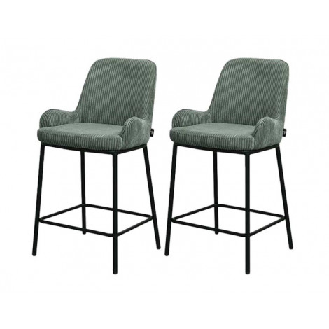 Salinas - lot de 2 chaises de bar - en velours côtelé - vert - H65 cm|Chaise|BestMobilier