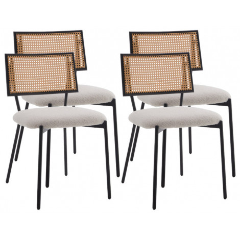 Luciano - lot de 4 chaises - en tissu bouclette - beige|Chaise|BestMobilier