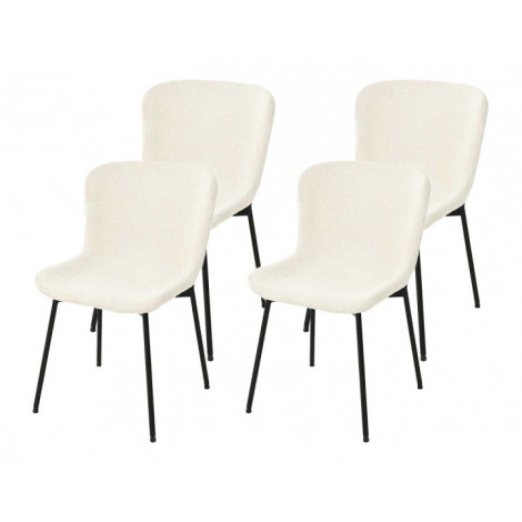 Castillo - lot de 4 chaises - beige - en tissu bouclette|Chaise|BestMobilier