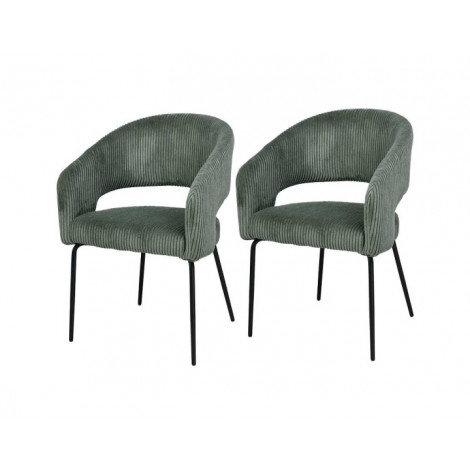 Miranda - lot de 2 chaises - kaki - en velours côtelé|Chaise|BestMobilier