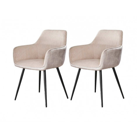 Lormi - lot de 2 fauteuils - en velours côtelé et velours - beige|Chaise|BestMobilier