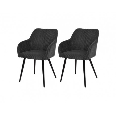 Primavera - lot de 2 chaises - gris anthracite - en velours côtelé|Chaise|BestMobilier