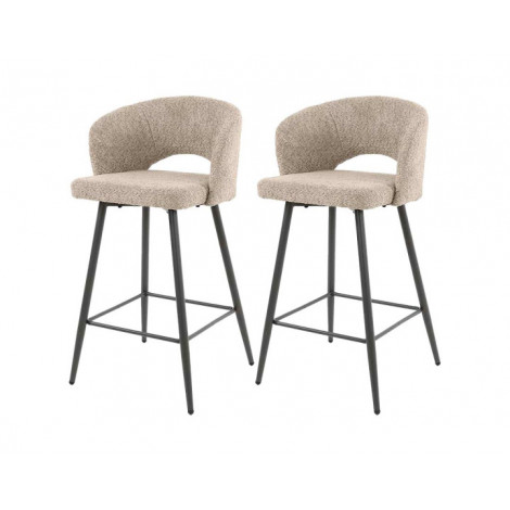 Pattaya - lot de 2 tabourets de bar - en tissu bouclette sable|Chaise|BestMobilier
