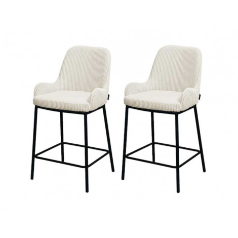 Salinas - lot de 2 chaises de bar - en velours côtelé - beige - H65 cm|Chaise|BestMobilier