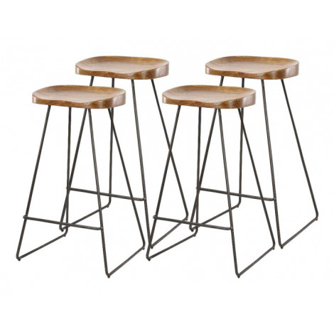 Aradia - lot de 4 tabourets de bar - en bois massif d'acacia|Chaise|BestMobilier