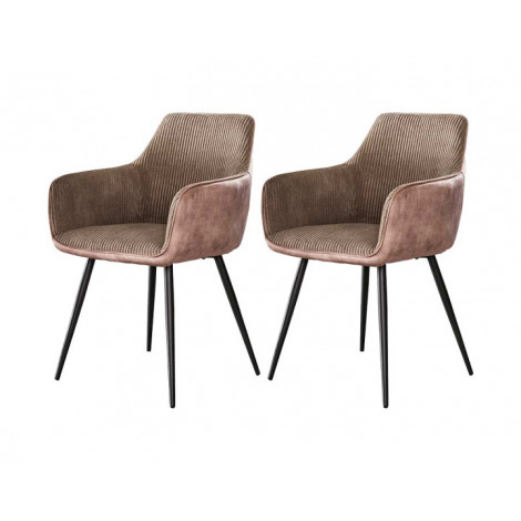 Lormi - lot de 2 fauteuils - en velours côtelé et velours - taupe|Chaise|BestMobilier