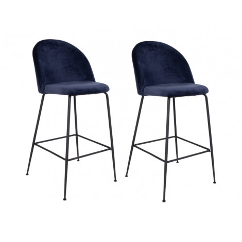 Antigua - lot de 2 tabourets de bar - en velours bleu|Chaise|BestMobilier