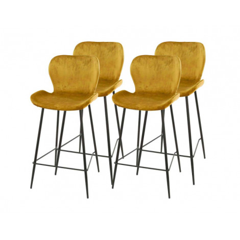 Basti - lot de 4 tabourets de bar - en velours doré|Chaise|BestMobilier