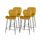 Basti - lot de 4 tabourets de bar - en velours doré|Chaise|BestMobilier