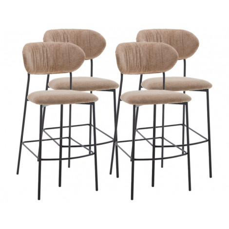 Rosita - lot de 4 tabourets de bar - en tissu - beige|Chaise|BestMobilier