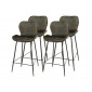 Basti - lot de 4 tabourets de bar - en velours gris|Chaise|BestMobilier