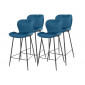 Basti - lot de 4 tabourets de bar - en velours bleu|Chaise|BestMobilier