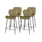 Basti - lot de 4 tabourets de bar - en velours taupe|Chaise|BestMobilier