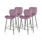 Basti - lot de 4 tabourets de bar - en velours rose|Chaise|BestMobilier
