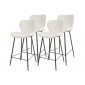 Basti - lot de 4 tabourets de bar - en tissu bouclette blanc|Chaise|BestMobilier