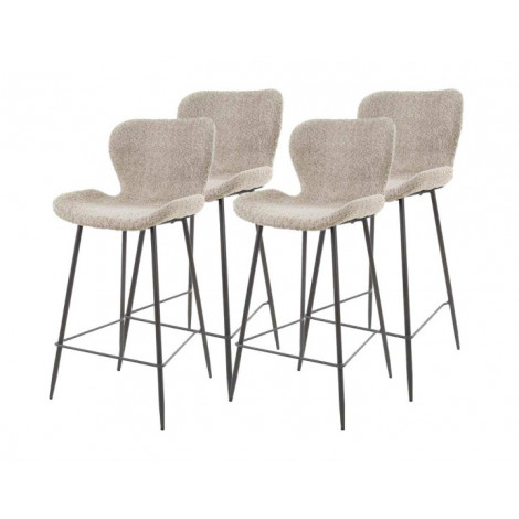 Basti - lot de 4 tabourets de bar - en tissu bouclette sable|Chaise|BestMobilier