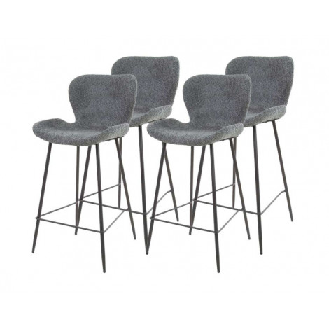 Basti - lot de 4 tabourets de bar - en tissu bouclette gris|Chaise|BestMobilier