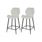 Dahi - lot de 2 tabourets de bar - support lombaire - en tissu bouclette blanc|Chaise|BestMobilier