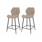 Dahi - lot de 2 tabourets de bar - support lombaire - en tissu bouclette sable|Chaise|BestMobilier