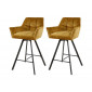 Hatti - lot de 2 tabourets de bar pivotants - en velours doré|Chaise|BestMobilier