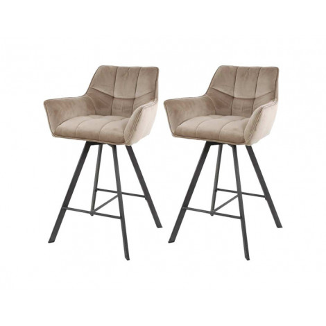 Hatti - lot de 2 tabourets de bar pivotants - en velours taupe|Chaise|BestMobilier