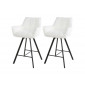 Hatti - lot de 2 tabourets de bar pivotants - en tissu bouclette blanc|Chaise|BestMobilier
