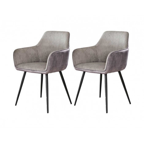 Lormi - lot de 2 fauteuils - en velours côtelé et velours - gris|Chaise|BestMobilier