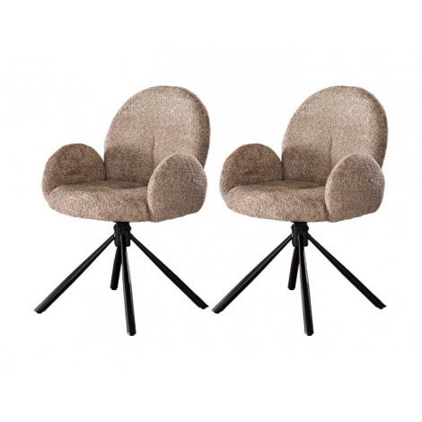 Narla - lot de 2 fauteuils pivotants - en tissu bouclette sable|Chaise|BestMobilier