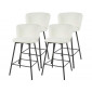 Tenor - lot de 4 tabourets de bar - en tissu bouclette blanc|Chaise|BestMobilier