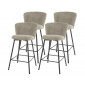 Tenor - lot de 4 tabourets de bar - en tissu bouclette sable|Chaise|BestMobilier