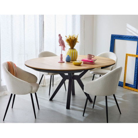 Pampa - table à manger ronde extensible - bois et noir - 4 à 6 personnes|Table|BestMobilier