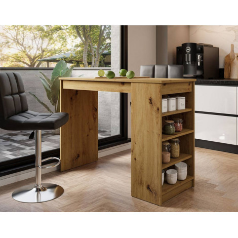 Drazic - table de bar avec rangements - effet bois - de 2 à 4 personnes|Table|BestMobilier
