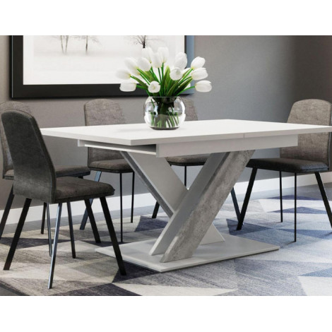 Buriti - table à manger extensible - blanc et effet marbre - 4 à 6 personnes|Table|BestMobilier