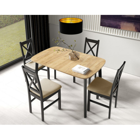 Magov - table à manger extensible - bois et noir - 4 personnes|Table|BestMobilier